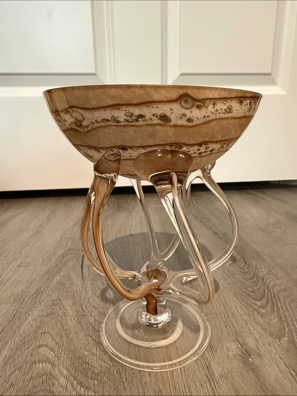 Vintage Jozefina Krosno Style Art Glass Octopus Pedestal Bowl 💕